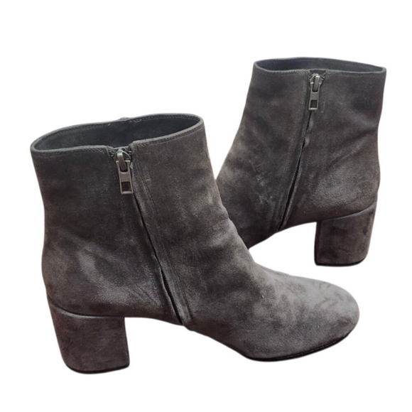 Vince Gray Suede Ankle Boots Women’s Size 9M EUR 39 Block Heel Zip Booties - Picture 7 of 14